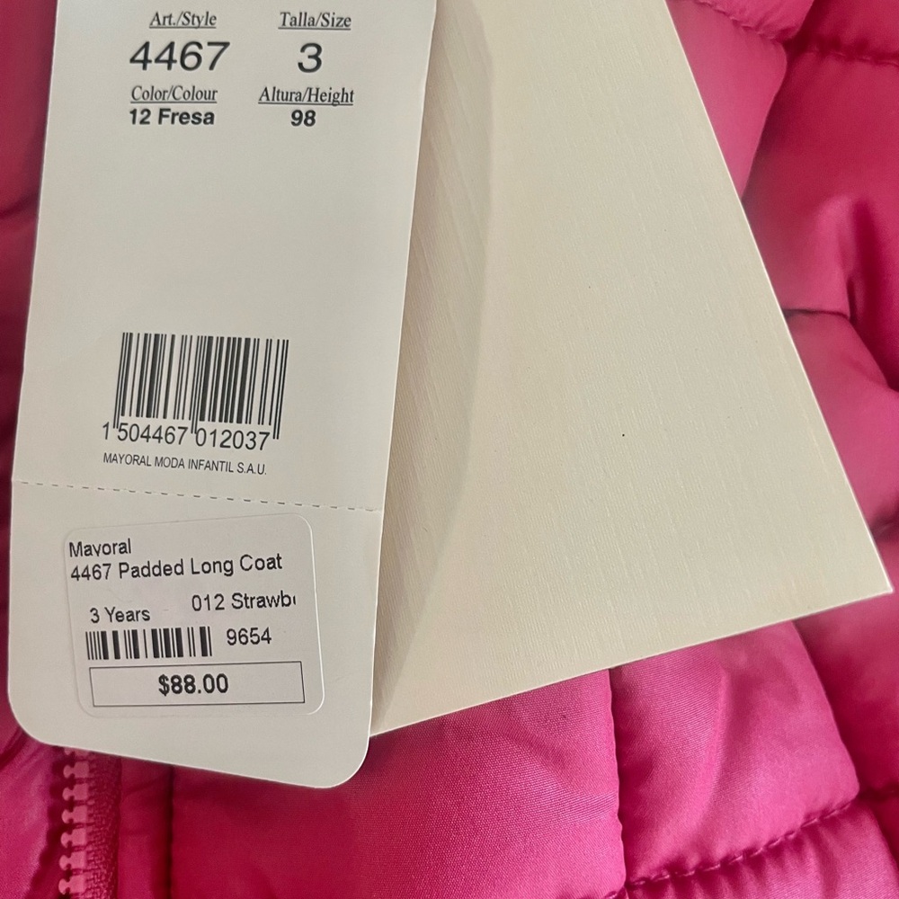 Mayoral Strawberry Padded Long Coat - Picture 6 of 6